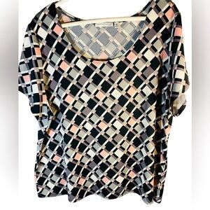 Notations Woman black grey pink white blouse shirt short sleeve Sz 3X   J-23